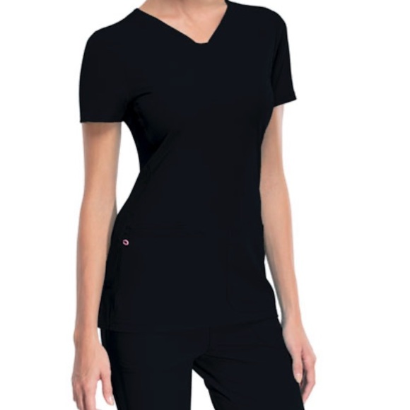 HeartSoul Break On Through Vneck Scrub Top (Black) - Picture 2 of 3